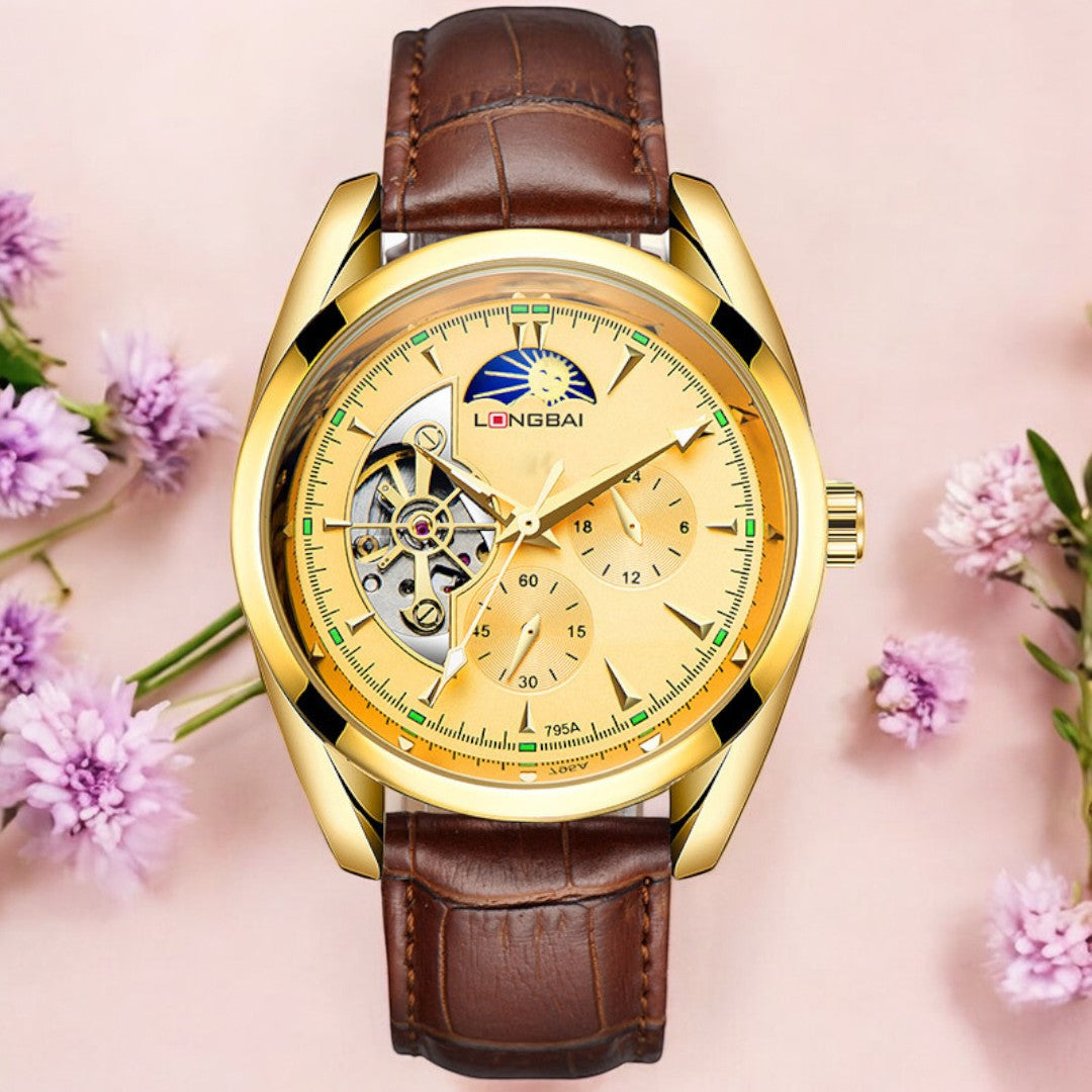 Men's Fully Automatic Mechanical Watch Tourbillon Hot-Selling Fashion Hollow Dial Steel Band Watch