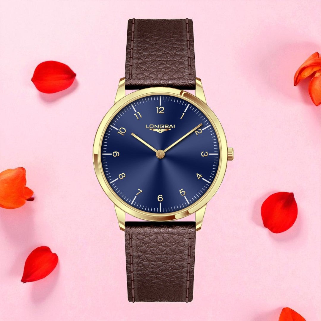 Men's Watch Simple Business Fashion Quartz Watch Ultra-thin Two-hand Watch Waterproof Leather Strap Wristwatch