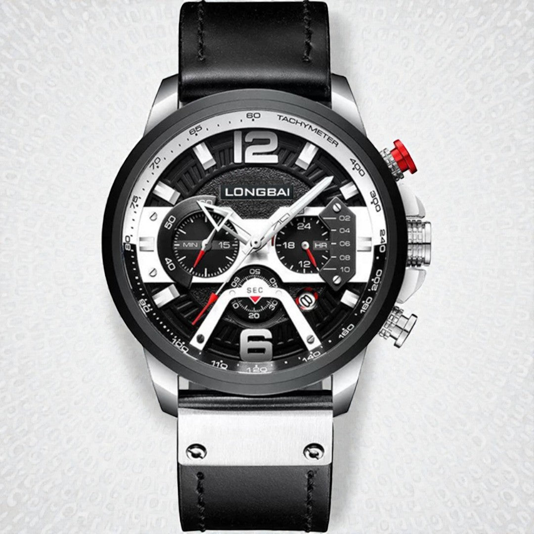 Men's Watch Trendy Business Sports Waterproof Multifunctional Calendar Large Dial Leather Belt Six-Hand Quartz Watch