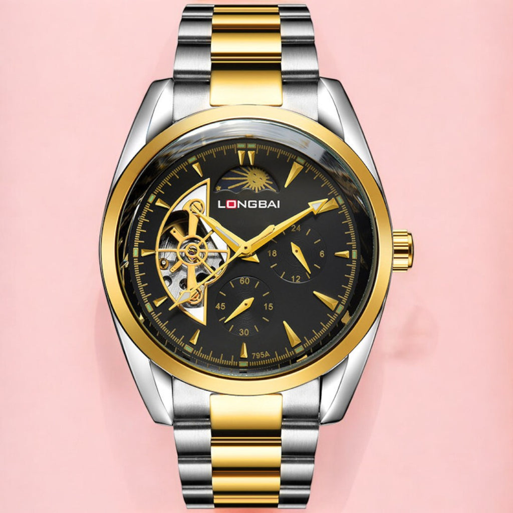 Men's Fully Automatic Mechanical Watch Tourbillon Hot-Selling Fashion Hollow Dial Steel Band Watch
