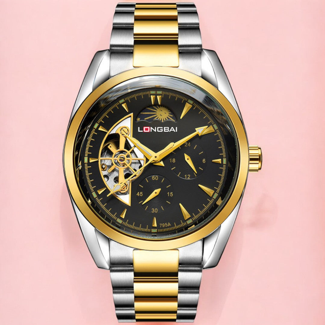 Men's Fully Automatic Mechanical Watch Tourbillon Hot-Selling Fashion Hollow Dial Steel Band Watch