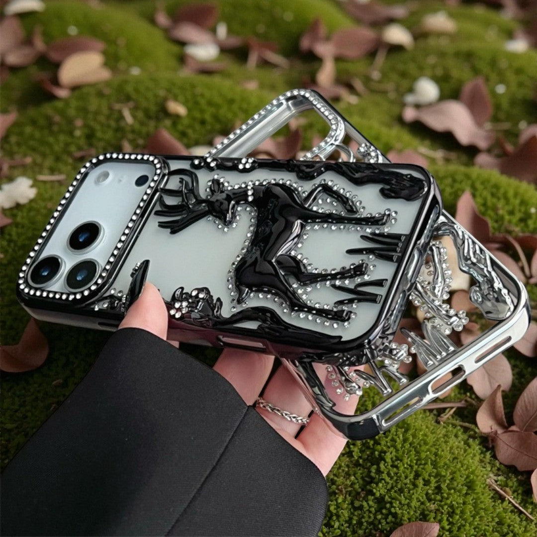 Glitter 3D Christmas Reindeer Suitable iPhone17pro 16promax  15pro