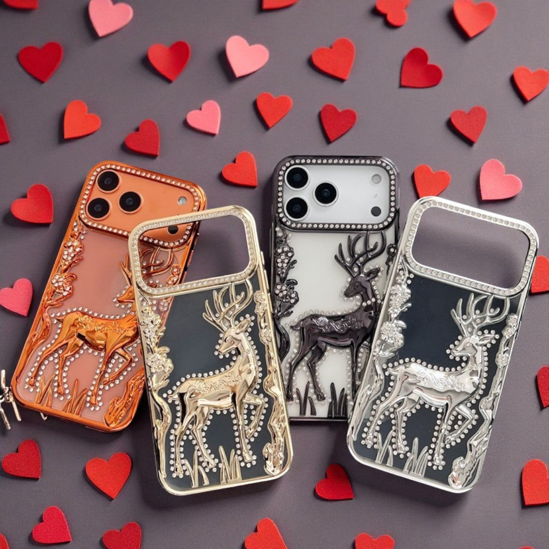 Glitter 3D Christmas Reindeer Suitable iPhone17pro 16promax  15pro