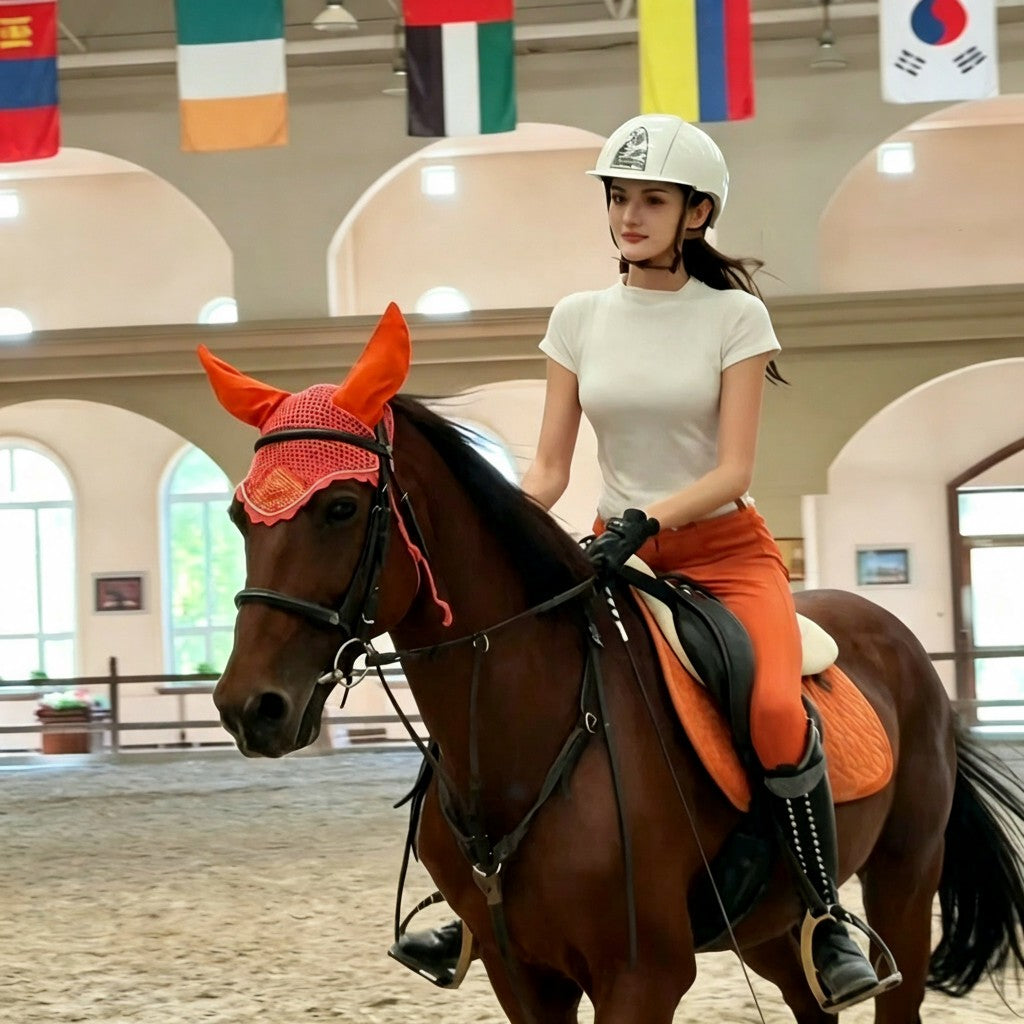 Cotton Knit Horse Ear Fly Veil, Skin-Friendly & Breathable