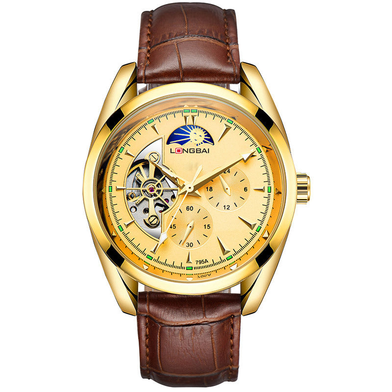 Men's Fully Automatic Mechanical Watch Tourbillon Hot-Selling Fashion Hollow Dial Steel Band Watch