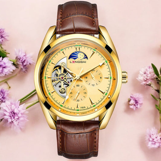 Men's Fully Automatic Mechanical Watch Tourbillon Fashion Hollow Dial Steel Band Watch