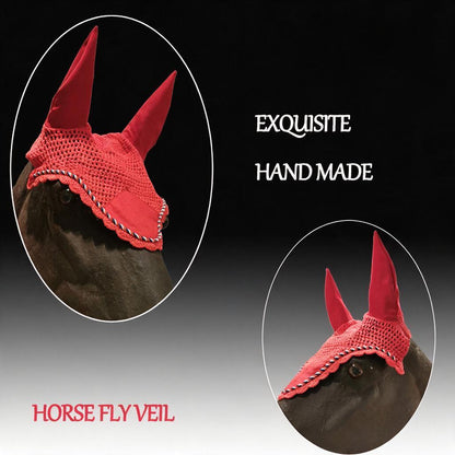 Cotton Knit Horse Ear Fly Veil, Skin-Friendly & Breathable