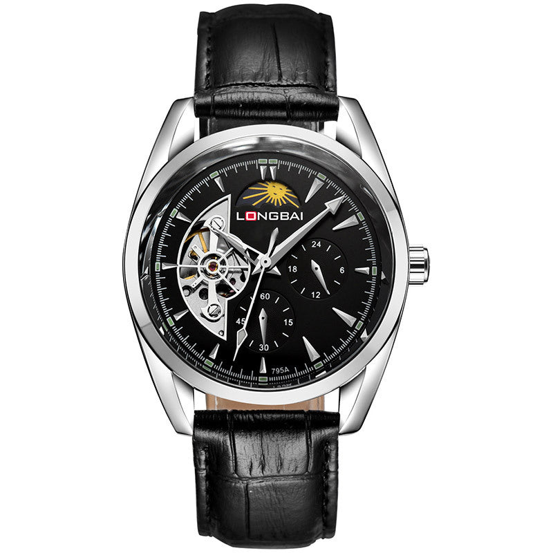 Men's Fully Automatic Mechanical Watch Tourbillon Hot-Selling Fashion Hollow Dial Steel Band Watch
