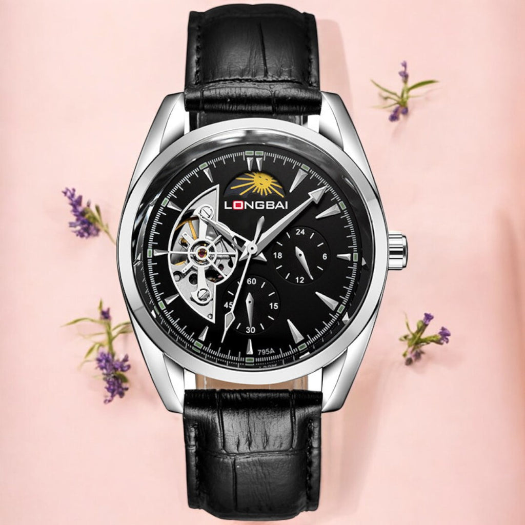 Men's Fully Automatic Mechanical Watch Tourbillon Hot-Selling Fashion Hollow Dial Steel Band Watch
