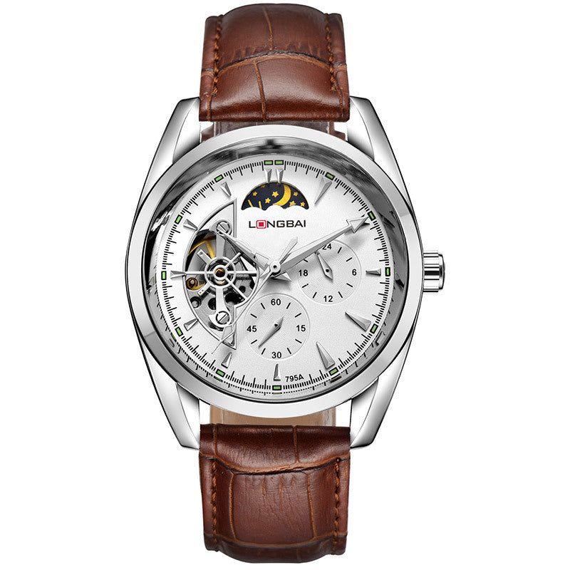 Men's Fully Automatic Mechanical Watch Tourbillon Hot-Selling Fashion Hollow Dial Steel Band Watch