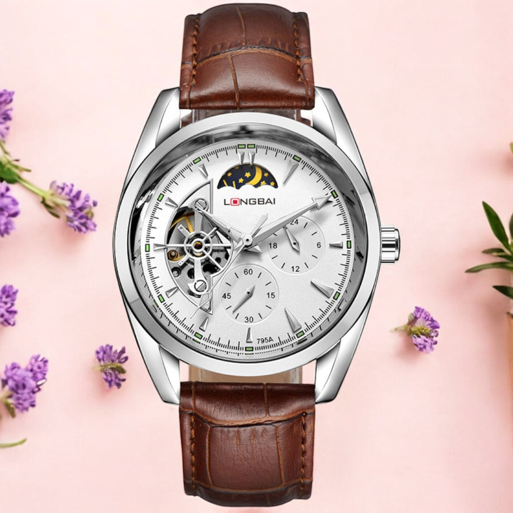 Men's Fully Automatic Mechanical Watch Tourbillon Hot-Selling Fashion Hollow Dial Steel Band Watch