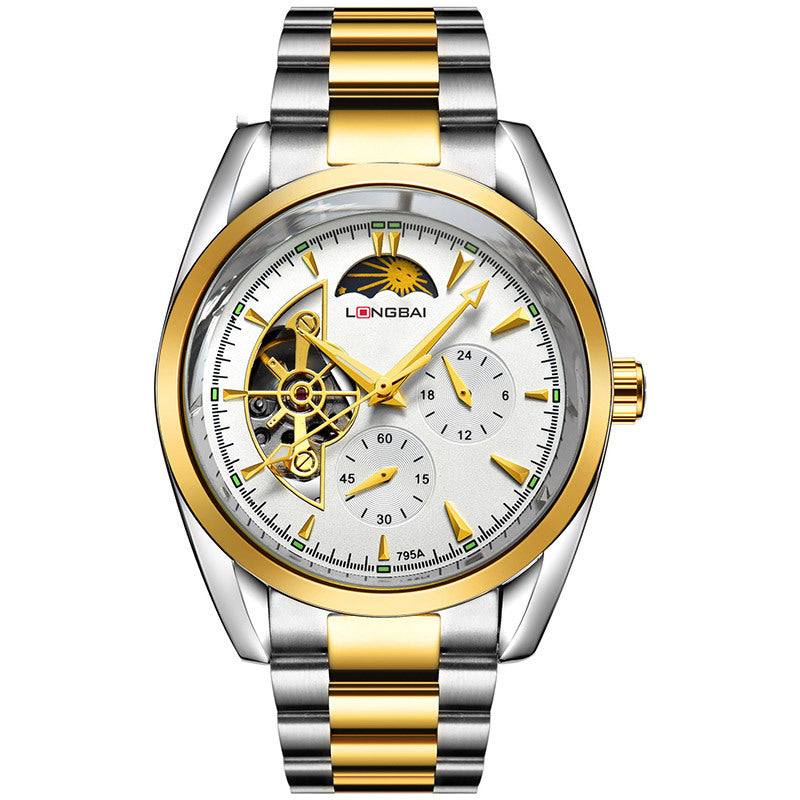 Men's Fully Automatic Mechanical Watch Tourbillon Hot-Selling Fashion Hollow Dial Steel Band Watch