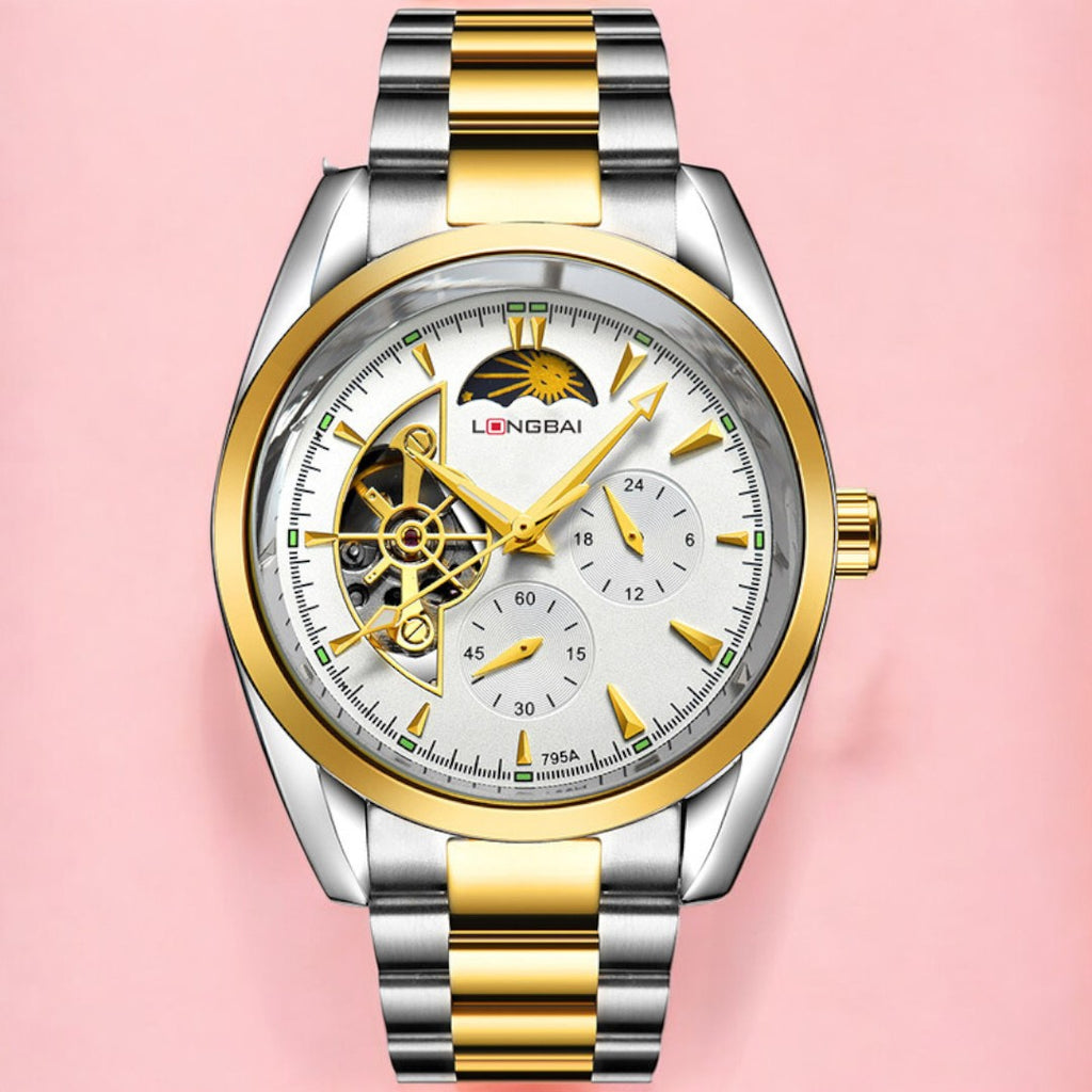 Men's Fully Automatic Mechanical Watch Tourbillon Hot-Selling Fashion Hollow Dial Steel Band Watch