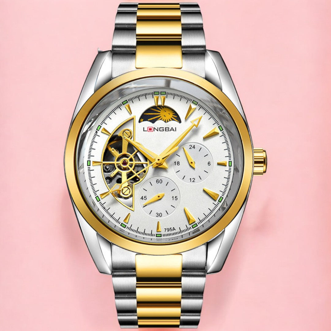 Men's Fully Automatic Mechanical Watch Tourbillon Hot-Selling Fashion Hollow Dial Steel Band Watch