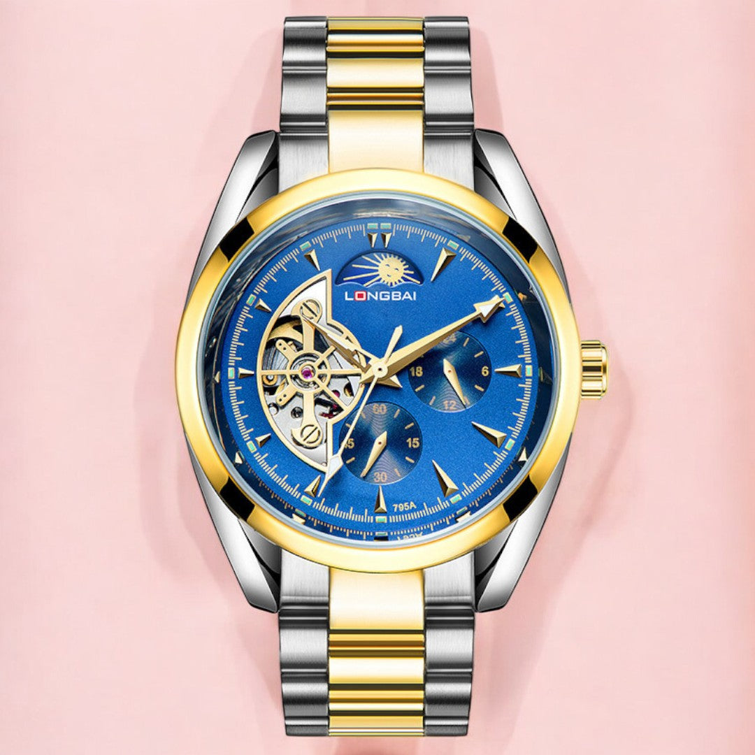 Men's Fully Automatic Mechanical Watch Tourbillon Hot-Selling Fashion Hollow Dial Steel Band Watch