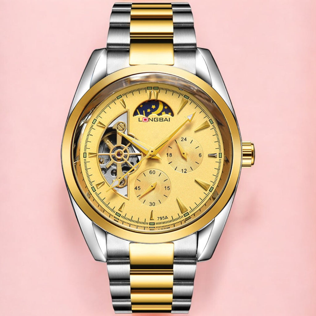 Men's Fully Automatic Mechanical Watch Tourbillon Hot-Selling Fashion Hollow Dial Steel Band Watch