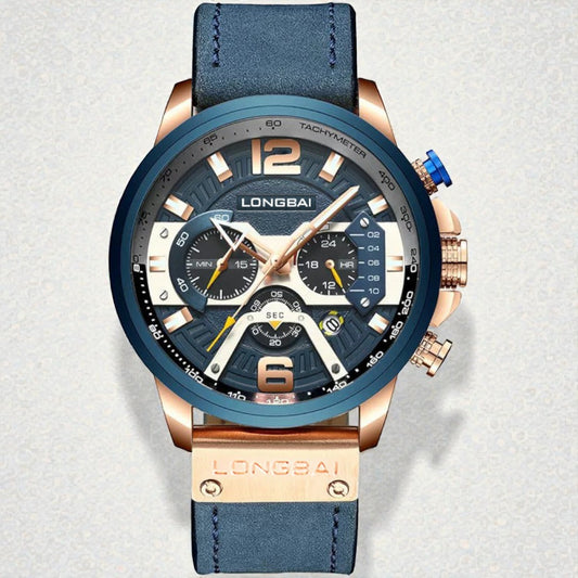 Men's Watch Trendy Business Sports Waterproof Multifunctional Calendar Large Dial Leather Belt Six-Hand Quartz Watch