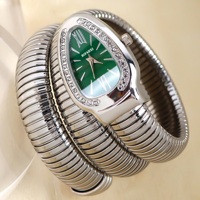 Snake-shaped Watch Women's Fashion Bracelet Watch Creative Hip-Hop Quartz Watch Personalized Bracelet Watch