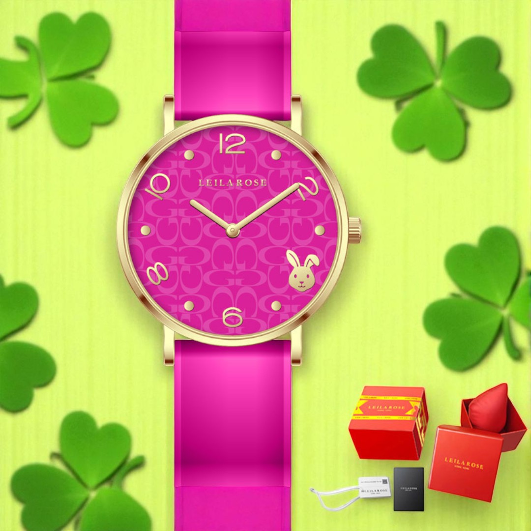 Fashionable Waterproof Green Red Pink Wristwatch Light Luxury Women's Quartz Watch