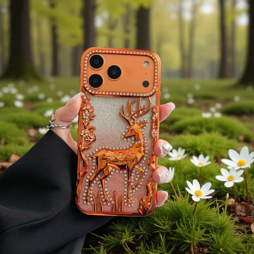 Glitter 3D Christmas Reindeer Suitable iPhone17pro 16promax  15pro