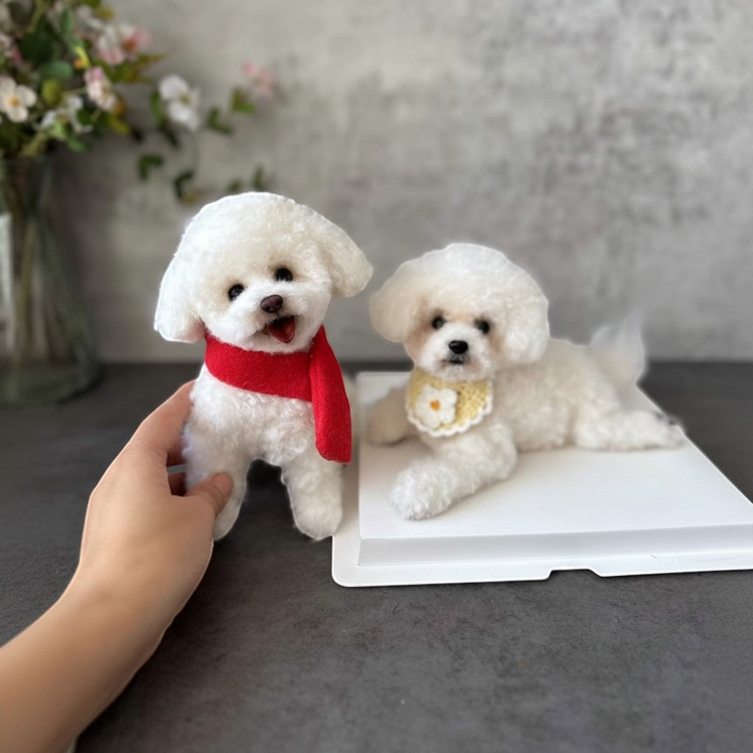 Custom Handmade Wool Felt Realistic Full-body Pet Figurine