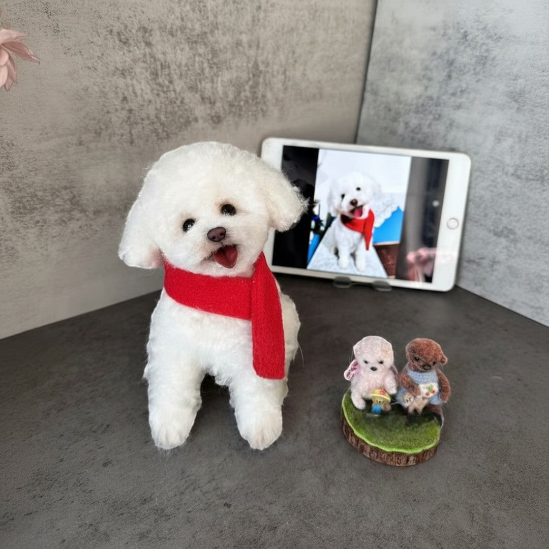 Custom Handmade Wool Felt Realistic Full-body Pet Figurine