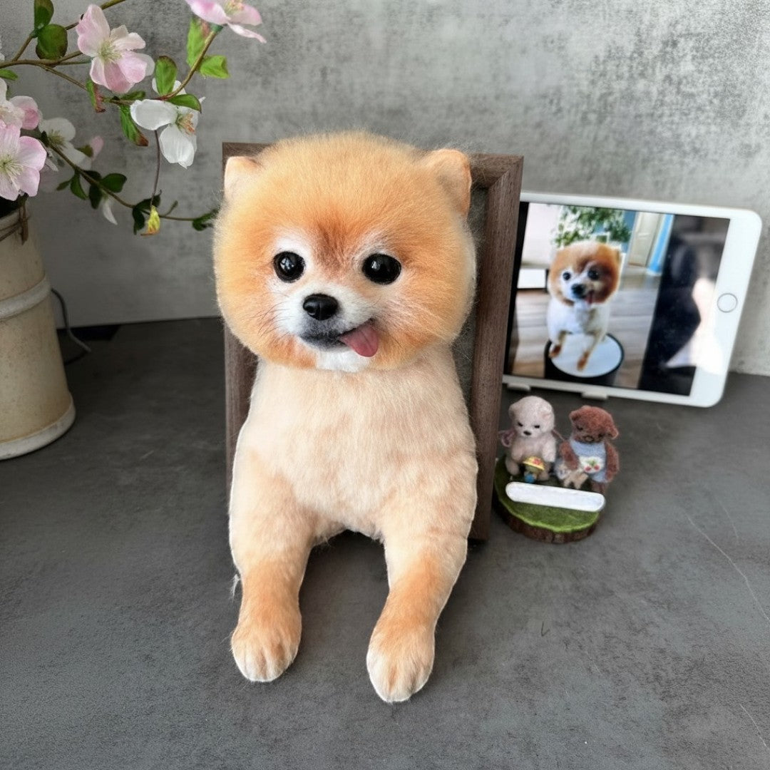 Custom Handmade Wool Felt Realistic Full-body Pet Figurine