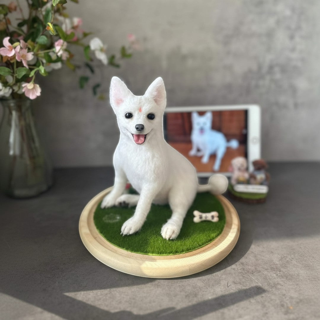 Custom Handmade Wool Felt Realistic Full-body Pet Figurine