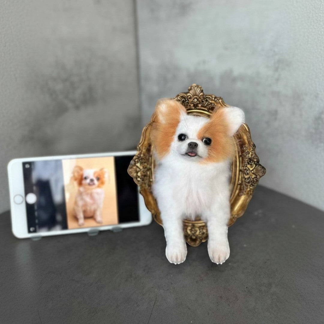 Custom Framed Wool Felt Pet Figurine