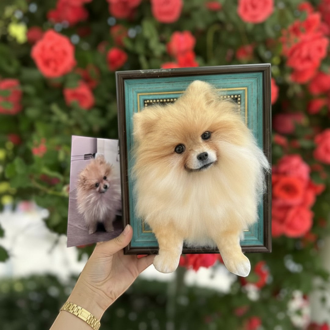 Custom Framed Wool Felt Pet Figurine