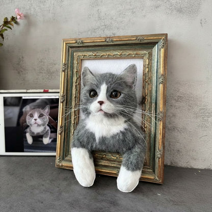 Custom Framed Wool Felt Pet Figurine