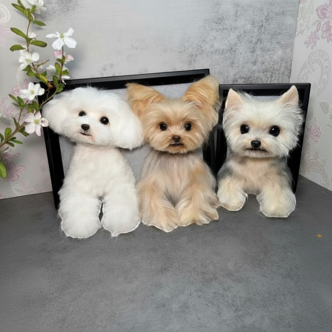 Custom Framed Wool Felt Pet Figurine