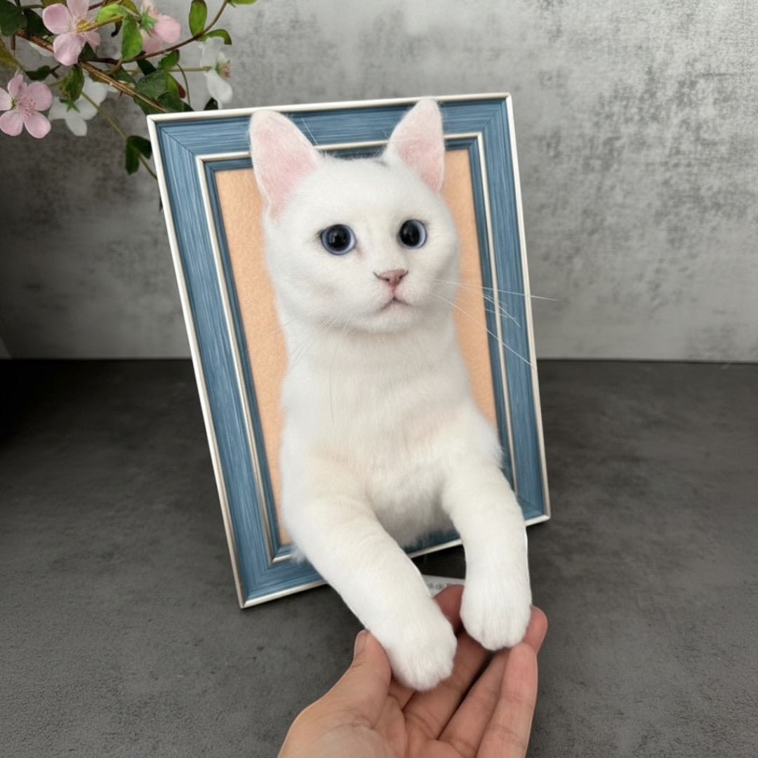 Custom Framed Wool Felt Pet Figurine