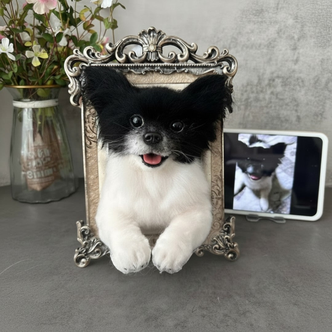 Custom Framed Wool Felt Pet Figurine