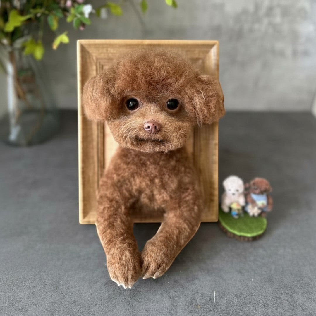 Custom Framed Wool Felt Pet Figurine