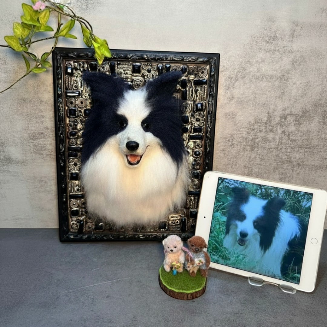 Custom Framed Wool Felt Pet Figurine