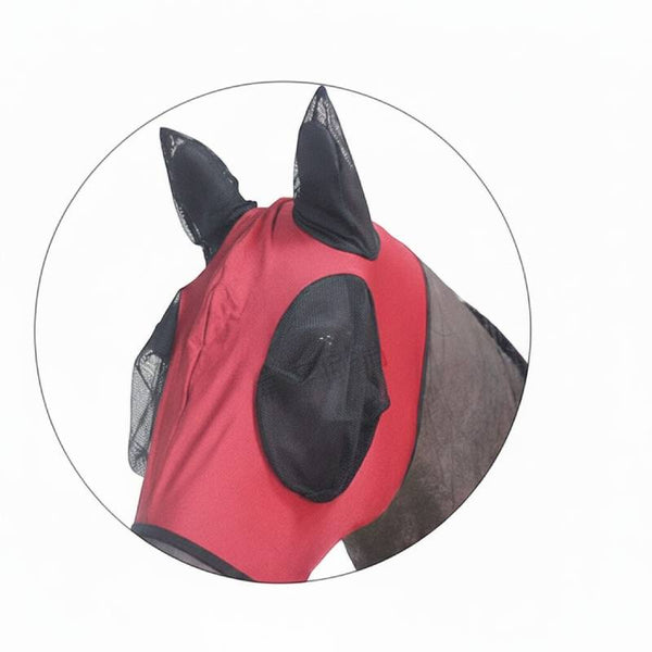 Stretch Lycra Horse Fly Mask with Mesh Eyes & Ears,  Anti-Fly Horse Face Cover for Daily Turnout