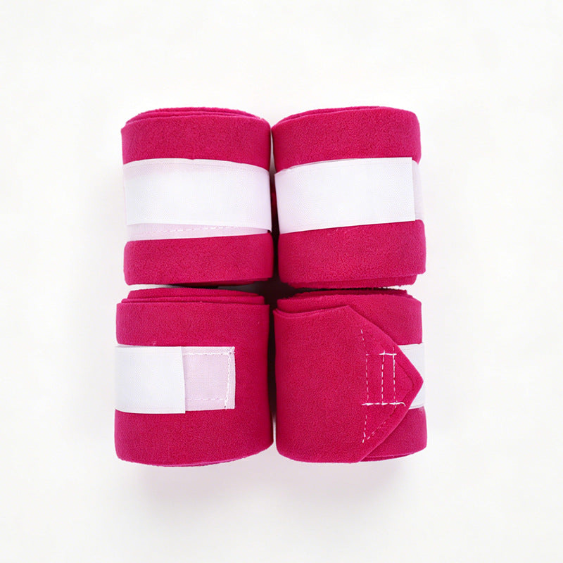 Soft Fleece Horse Polo Wraps, Shock-Absorbing Leg Support Bandages with Secure Velcro Straps, 4 Pack Set