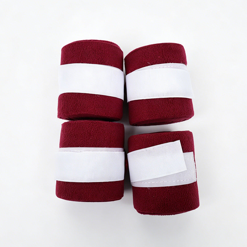 Soft Fleece Horse Polo Wraps, Shock-Absorbing Leg Support Bandages with Secure Velcro Straps, 4 Pack Set