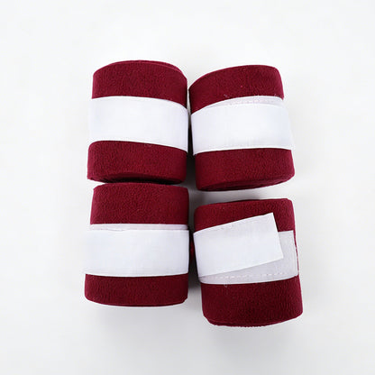 Soft Fleece Horse Polo Wraps, Shock-Absorbing Leg Support Bandages with Secure Velcro Straps, 4 Pack Set