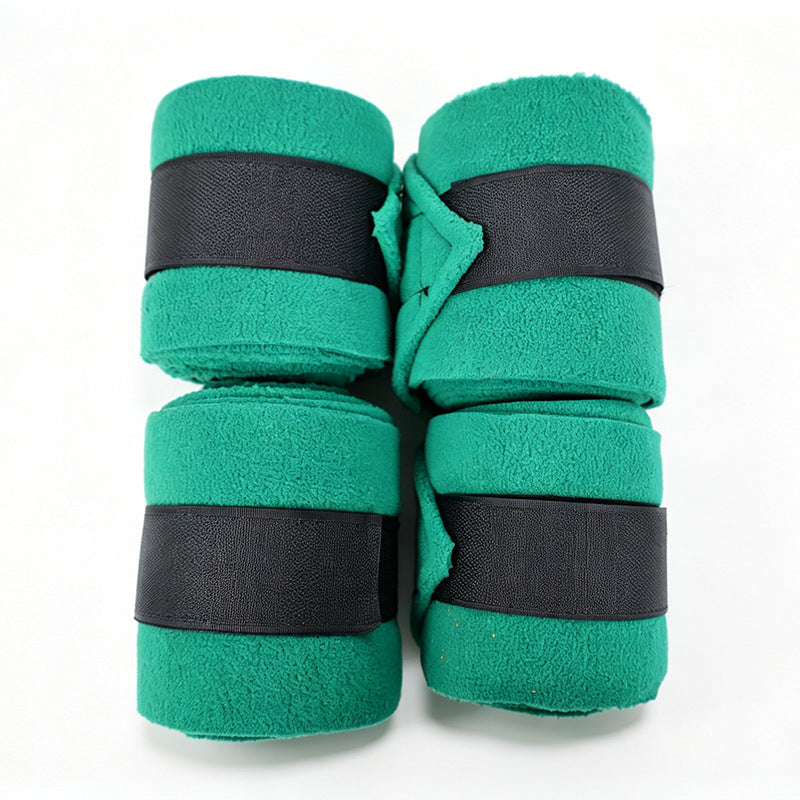 Soft Fleece Horse Polo Wraps, Shock-Absorbing Leg Support Bandages with Secure Velcro Straps, 4 Pack Set