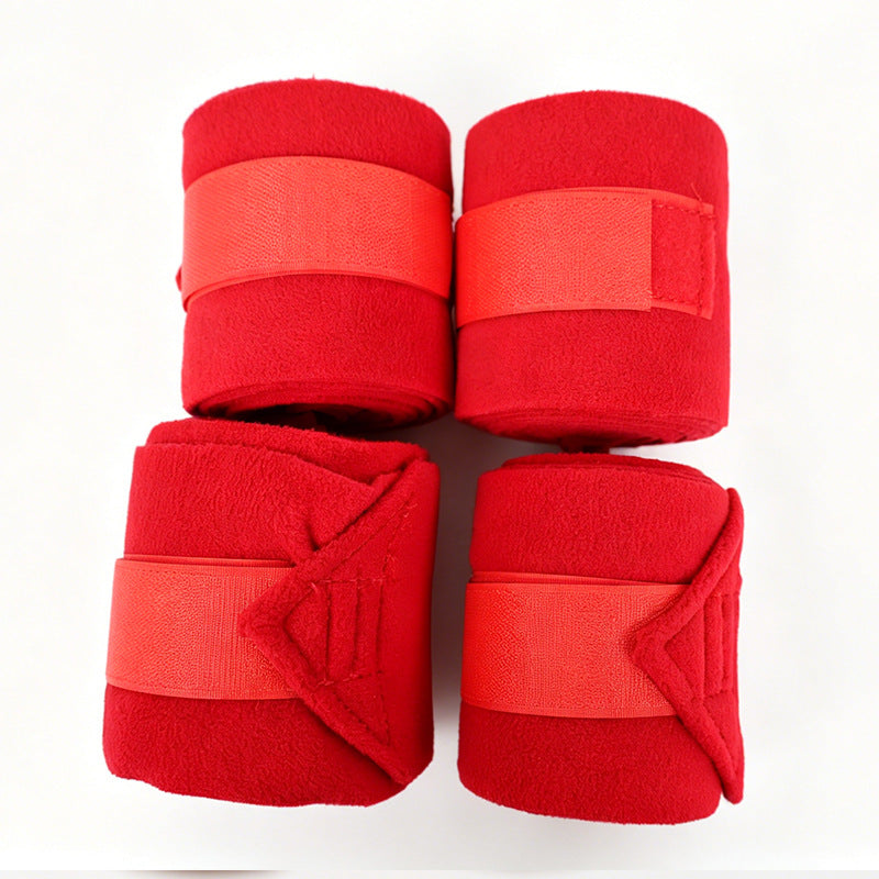 Soft Fleece Horse Polo Wraps, Shock-Absorbing Leg Support Bandages with Secure Velcro Straps, 4 Pack Set