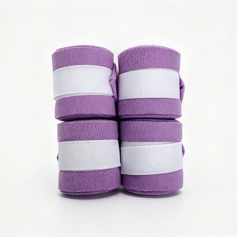 Soft Fleece Horse Polo Wraps, Shock-Absorbing Leg Support Bandages with Secure Velcro Straps, 4 Pack Set