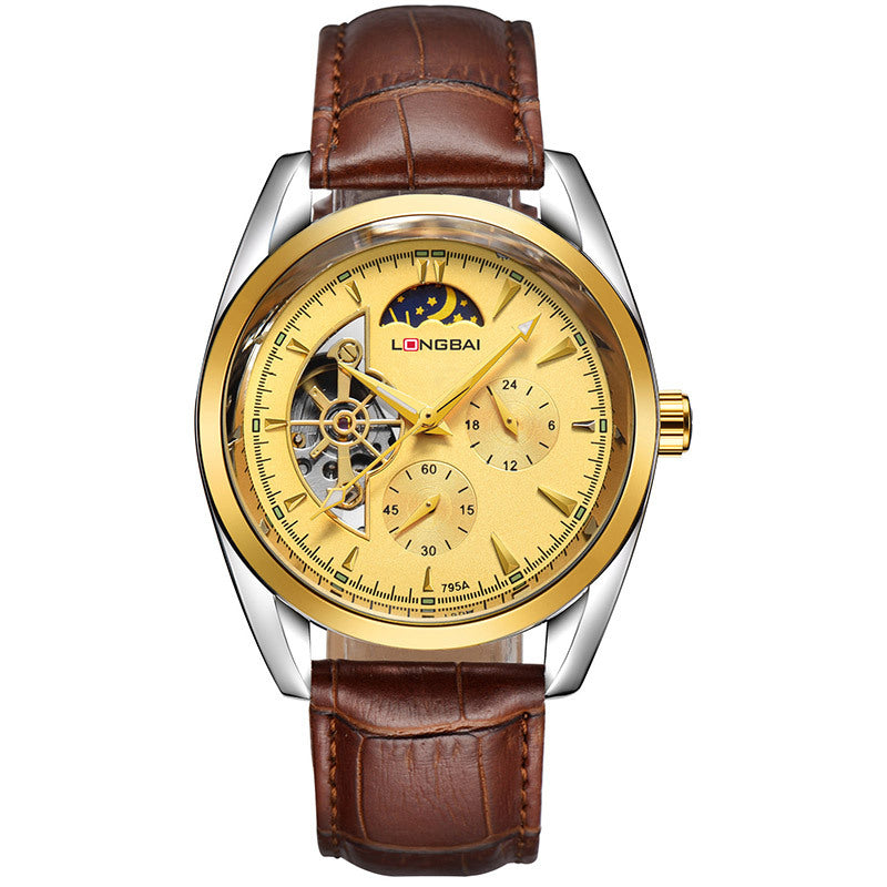 Men's Fully Automatic Mechanical Watch Tourbillon Hot-Selling Fashion Hollow Dial Steel Band Watch