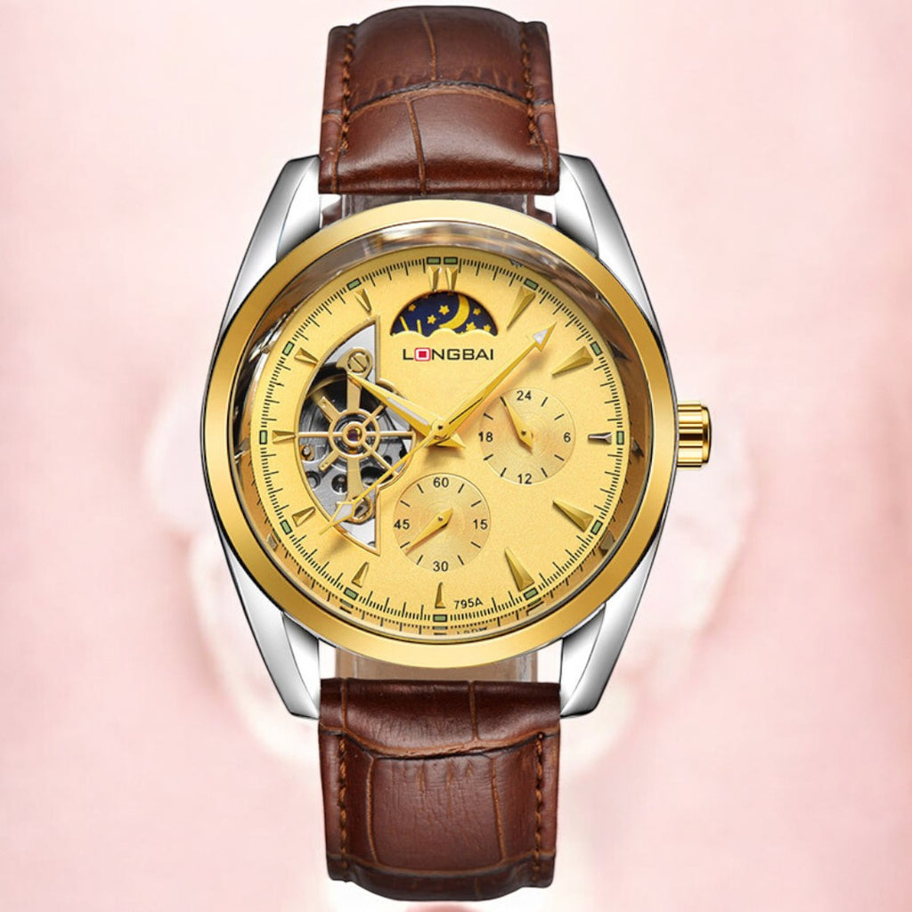 Men's Fully Automatic Mechanical Watch Tourbillon Hot-Selling Fashion Hollow Dial Steel Band Watch