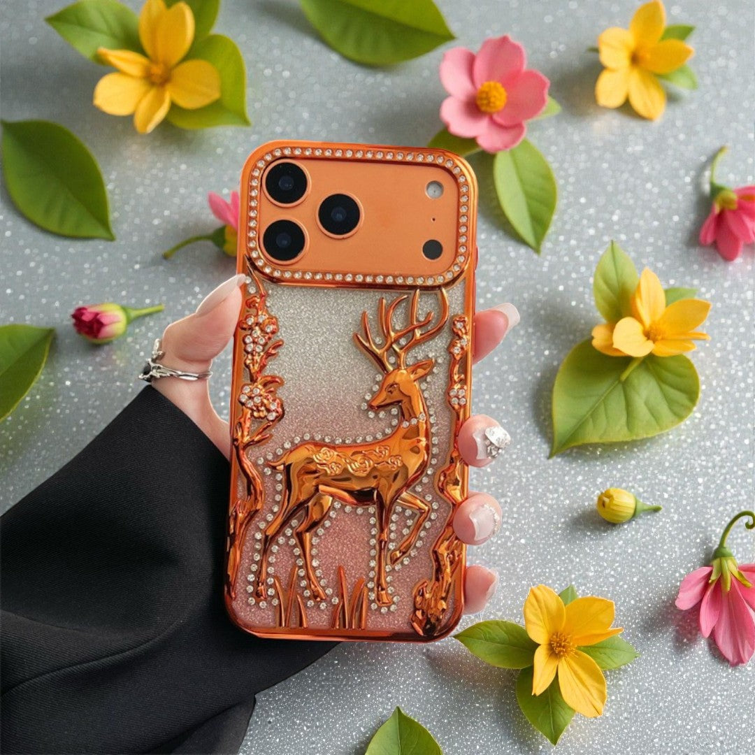 Glitter 3D Christmas Reindeer Suitable iPhone17pro 16promax  15pro