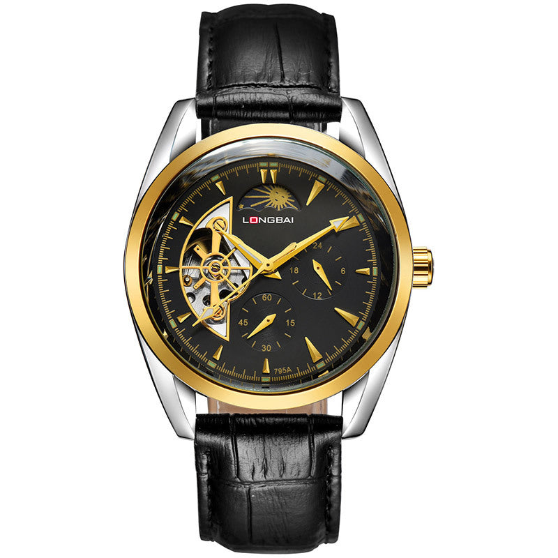 Men's Fully Automatic Mechanical Watch Tourbillon Hot-Selling Fashion Hollow Dial Steel Band Watch