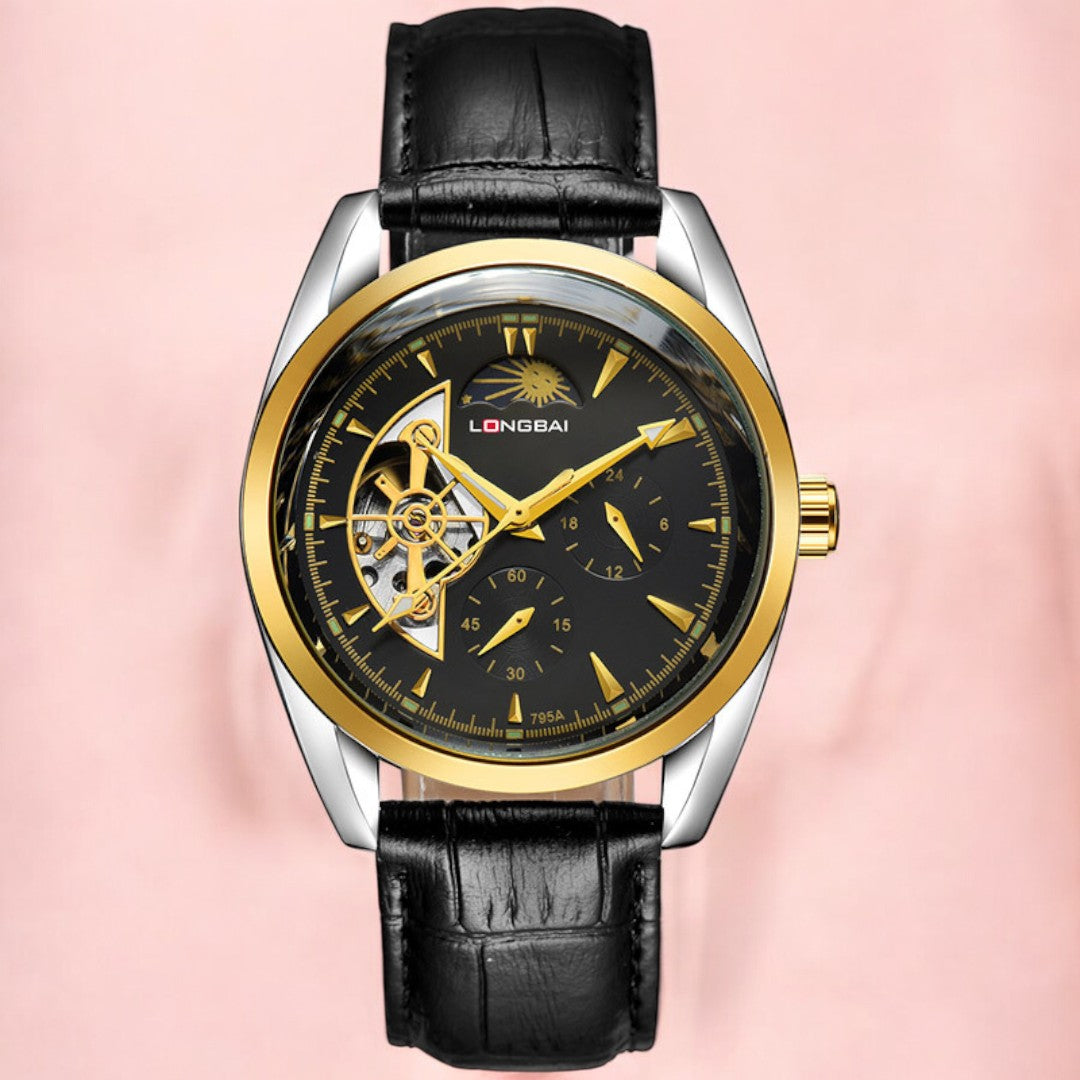 Men's Fully Automatic Mechanical Watch Tourbillon Hot-Selling Fashion Hollow Dial Steel Band Watch