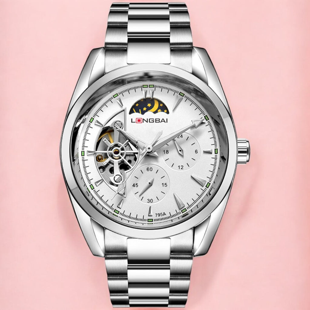 Men's Fully Automatic Mechanical Watch Tourbillon Hot-Selling Fashion Hollow Dial Steel Band Watch
