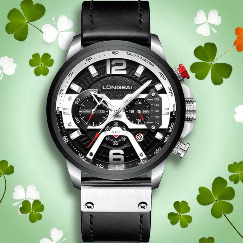 Men's Watch Trendy Business Sports Waterproof Multifunctional Calendar Large Dial Leather Strap Six-Hand Quartz Watch